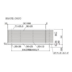 フェンス 外構 diy 【法人様限定商品 個人宅・現場配送不可】四国化成 アルディフェンス3型 本体 0620サイズ ADFR3-0620SC 建築基の画像