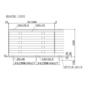フェンス 外構 diy 目隠し 【法人様限定商品 個人宅・現場配送不可】四国化成 アルディフェンス5型 本体 1220サイズ ADFA5-1220 建の画像