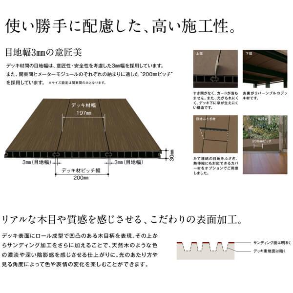 YKKAP リウッドデッキS EG 1.5間×3尺 Tタイプ(調整式) DIY キット ウッドデッキ 人工木 樹脂 木目調 リアル 腐らない 施主支給 リウッド200 EG後継の画像