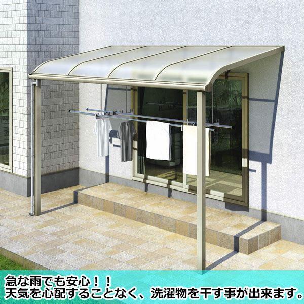 YKKAP テラス屋根 ソラリア 壁付納まり 積雪50cm 柱標準タイプ メーターモジュール 3間 × 6尺 フラット型 熱線遮断ポリカ屋根 ロング柱 2連結 上から施工