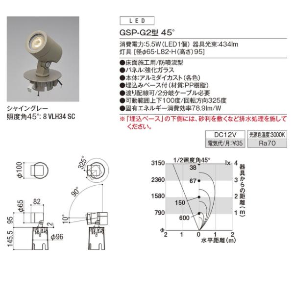 リクシル　12V　美彩　『ローボルト　エクステリア照明』　GSP-G2型　VLH34　SC　シャイングレー　45°　グランドスポットライト