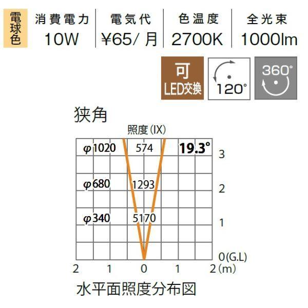 タカショー　ガーデンアップライト　ルーメック　12V用／24V用　フランジタイプ　狭角　HBB-D67C　＃70886400　L　『エクステリア照明