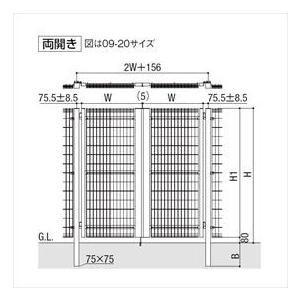 リクシル TOEX ハイグリッド門扉NF1型 柱使用 08-12 両開き シリンダー錠使用（ノブ式内蔵錠）