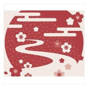 東京ステッカー 高級ウォールステッカー 和風 桜舞う小川 Mサイズ ＊TS0028-AM 臙脂 『おしゃれ かわいい』 『壁 シール』_1