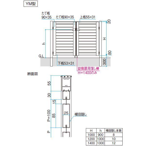 安いクリアランス 三協アルミ レジリア YM型 (10・04)14 両開き親子セット 門柱タイプ