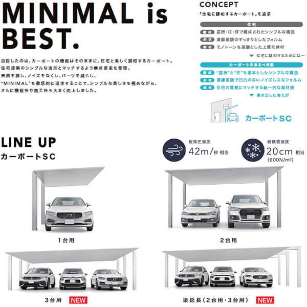 「配送エリア限定商品」　LIXIL　リクシル　90-50型　3台用　カーポートSC　標準柱(H22)　基本棟　木調色