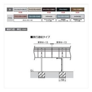 サイクルポート　三協アルミ　エクオーレNex　ミニタイプ　家庭用　奥行2連結タイプ　自転車置き場　屋根』　『サビに強いアルミ製　H23　屋根材：ポリカ　2920×2