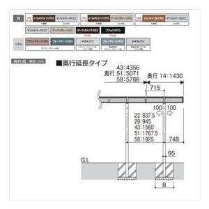 サイクルポート　三協アルミ　ニューマイリッシュ　ミニタイプ　2919　形材部　逆勾配　奥行延長タイプ　H28　本体：木調部　1419　屋根材：ポリカ