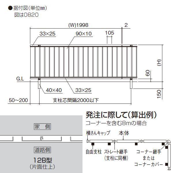 フェンス 外構 おしゃれ 目隠し 【法人様限定商品 個人宅・現場配送不可】四国化成 クレディフェンスHG 12B型 本体 片面仕上 1220サイズ Cの画像