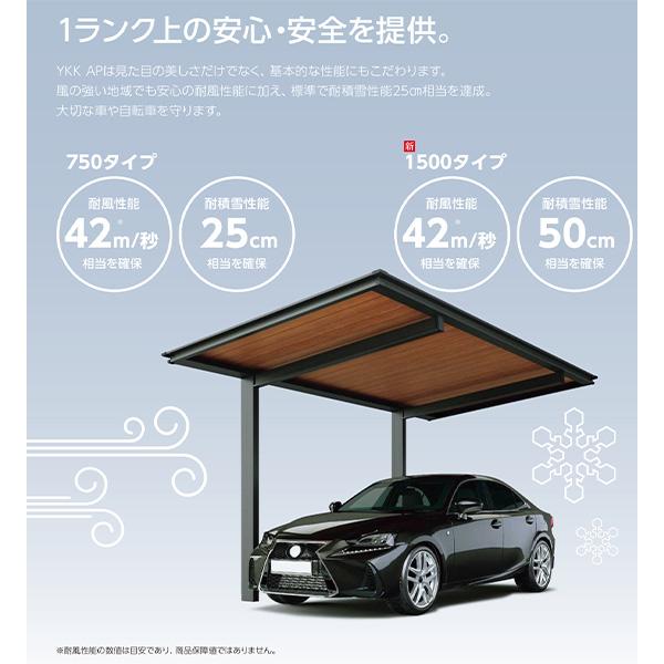 全国配送　YKK　ルシアス　カーポート　750タイプ　1台用　アルミカラー　H20　57-33　アルミ屋根　単体納まり