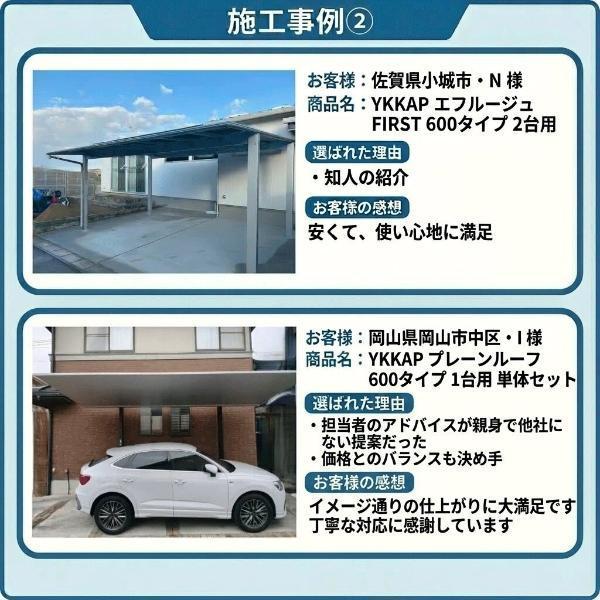 全国工事対応可能】YKKAPプレーンルーフ 600タイプ 1台用 単体セット