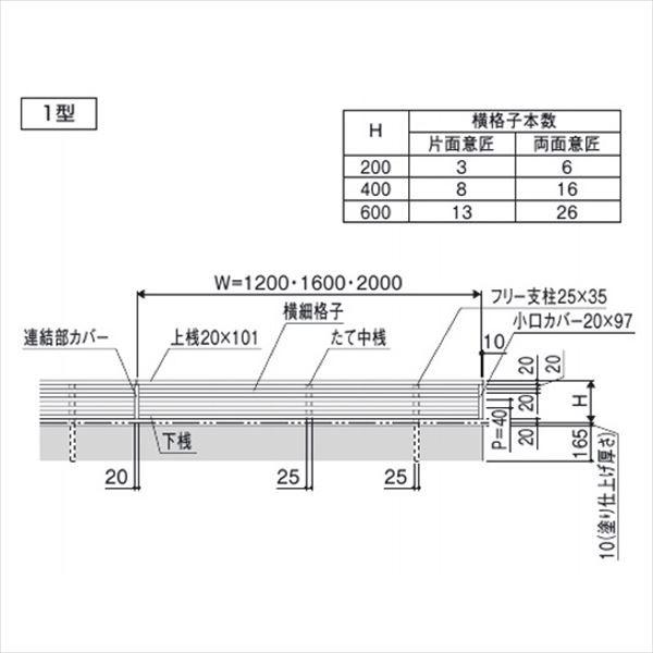 三協アルミ 形材フェンス フィオーレ1型 木調色 本体パネル W16-H06 両面意匠 木調色の画像