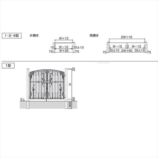 三協アルミ　門扉　ハーベリー　1型　片開きセット　門柱タイプ　0710