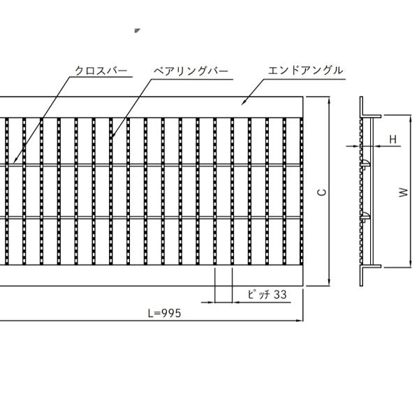 個人宅・現場配送不可　法人様限定商品　法山本店　適用みぞ幅430ｍｍ　ノンスリップ型U字溝用グレーチング　HGUX-430-32　溶融亜鉛メッキ仕上げ　鋼板製