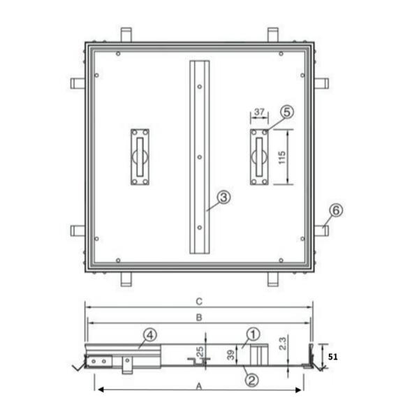 個人宅・現場配送不可　法人様限定商品　法山本店　フタ径B525ｍｍ　FAA-500　アルミ製フロアーハッチ　アルミ目地（歩行用）モルタル用　蓋寸法