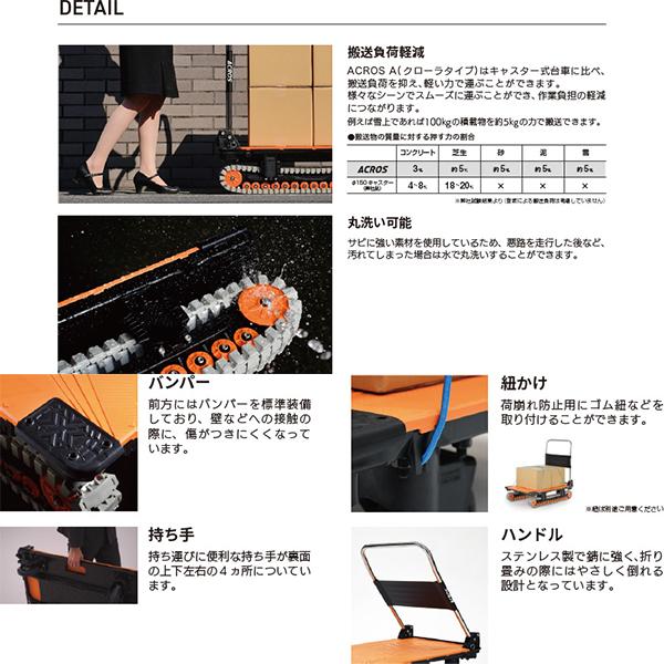 個人宅配送不可 yazaki 矢崎化工 アクロス ACROS A クローラータイプ ダブルハンドル フットスタンド付き SC-9060AX DHA FT 最大積載量150kgまでの画像