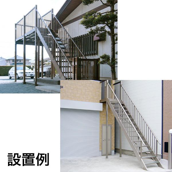 森田アルミ工業 ステアーズ 両手摺付（立格子） L4500mm W600mm T4300mm P上1380mm、下1950mm ステップ14枚 角度43.5°〜64.5° 耐荷重150kg S□4506T2の画像