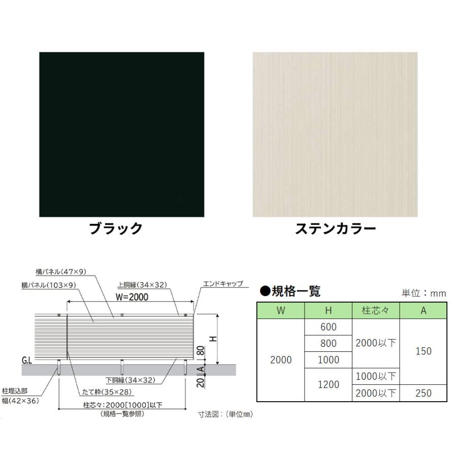 キロスタイル 視線カットフェンス 1スパンセット 距離2m×高さ120cm