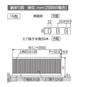 フェンス 外構 diy 三協アルミ モンブレム1N型 フェンス本体 フリー支柱タイプ 2008 『アルミフェンス 柵 高さ H800ｍｍ用』 ブラックの画像