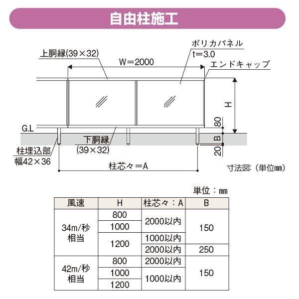 YKKAP YKK ルシアスフェンス J01型 ポリカパネル 本体 T100 H1000 高さ100cm フェンス本体のみ 『フェンス 目隠し 採光の画像