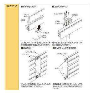 タカショー フリーポールフェンス こだわり板 大和貼B 本体 W2000 H1000 『アルミフェンス 柵』の画像