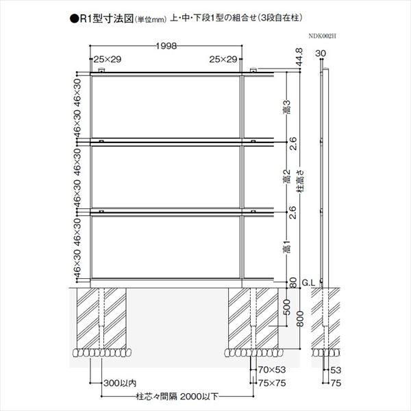 リクシル 防音フェンス すやや R1型 本体 遮音パネル 高：1000用 ＊フェンス1枚の価格となります 『防音フェンス 柵』の画像
