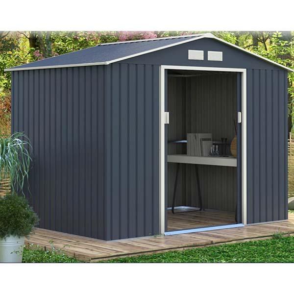 リーベ メタルシェッド おしゃれ 物置小屋 006 ダークグレー ホワイト 約3畳 収納庫 物置