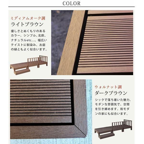 Sスタイル ecofeel(エコフィール) 3台 ステップ・フェンスセット ダークブラウン PWDE-3P-SFSET-DBR 『人工木ウッドデッキ』の画像