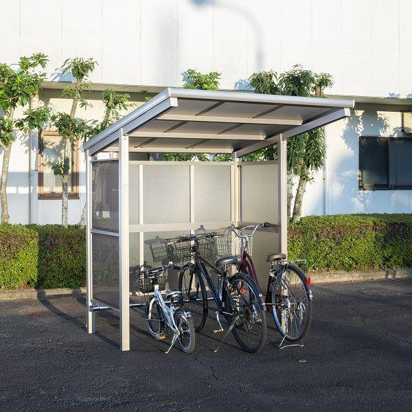 サイクルポート 大仙(ダイセン) 自転車置場F(フラット) 積雪20cm仕様 間口18 側面/背面パネル２段 BSF-P1801〇□ ３台用 『アルミ_2