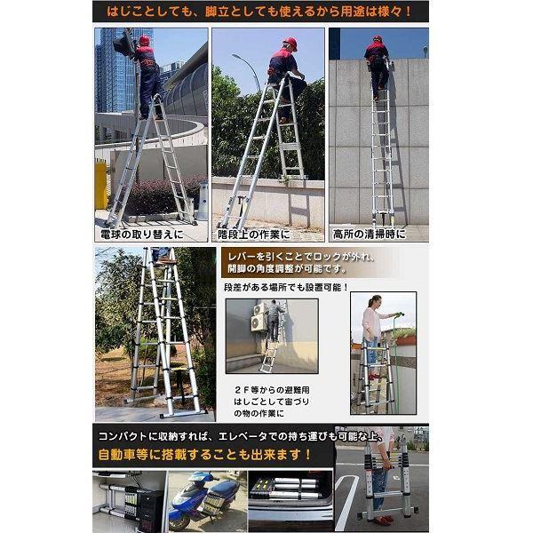 取引決定Hill Stone 伸縮はしご 最長5.0m アルミ製 折りたたみ式 耐荷重150kg Hill Stone(ヒルストーン) 伸縮性はしご兼脚立 5.0m zk110