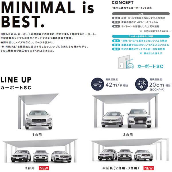 【商品のみ】カーポートSC 3台用 基本棟 標準柱(H22) 81-57型 LIXIL リクシル アルミ形材色_2