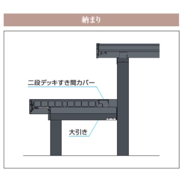 日本直販オンライン 三協アルミ ヴィラウッド　オプション 二段デッキ 間口+出幅(片側)対応 アルミ幕板仕様 束連結納まり 1.5間×8尺プレミアムタイプ プレミアムタイプ