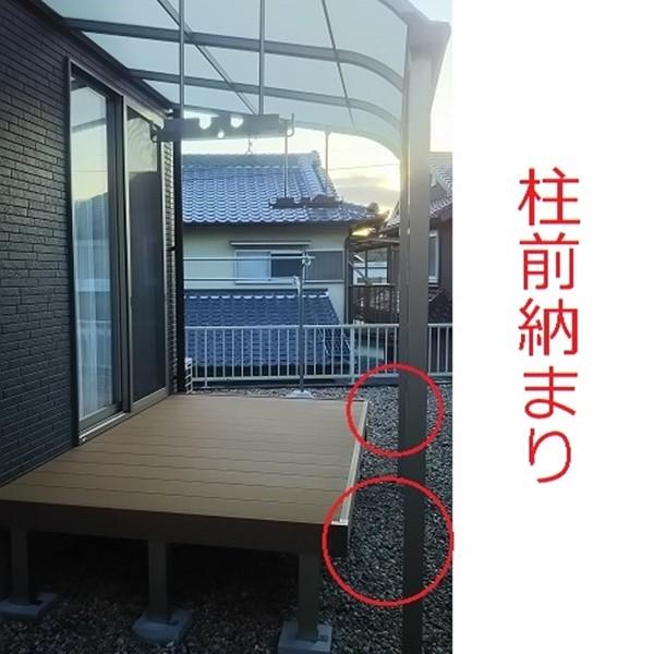 デッキ ウッドデッキ テラス 標準納まり 屋根付き 人工木 リクシル 樹ら楽ステージ 屋根付き おしゃれ ウッドデッキ ｆ エクステリアのキロ店 デッキ テラスセット スピーネ 樹ら楽ステージ 2間 7尺 リクシル 柱前納まり