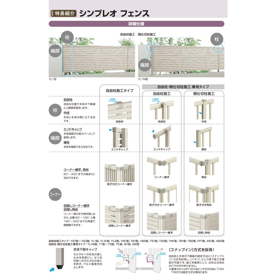 【SY1F型の後継品】 YKK YKKAP シンプレオフェンス YS2型 T80 本体 『アルミ フェンス 高さ80cm 横スリット 目隠し 屋外 柵 庭 外構 境界』｜kiro｜06