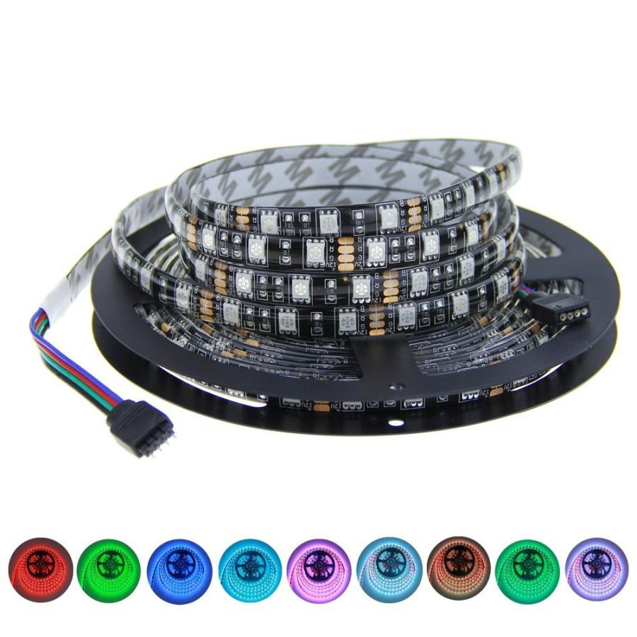 LEDテープ 12V 5M RGB 黒ベース 300連 SMD5050防水 調光 調色 リモコン操作 マルチカラー LED 間接照明 看板照明 棚下照明 LEDテープライト LED｜kisachi｜14