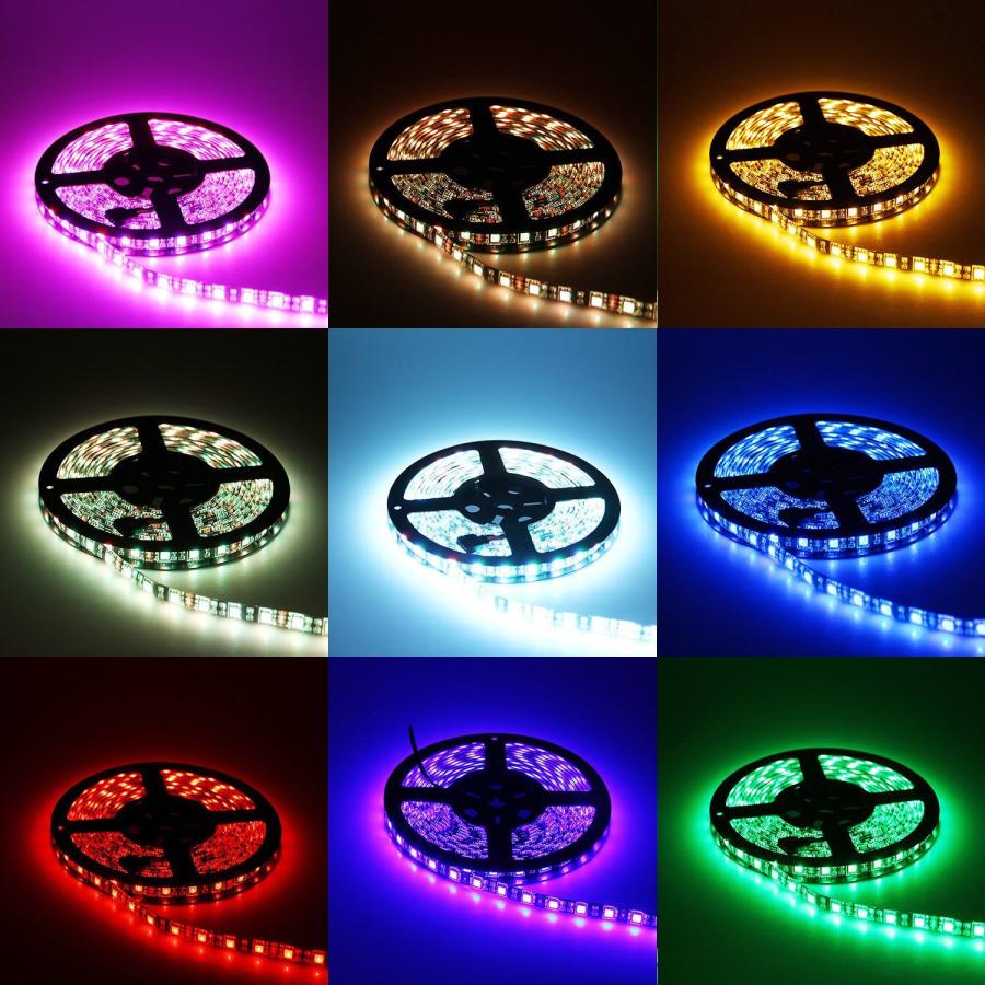 LEDテープ 12V 5M RGB 黒ベース 300連 SMD5050防水 調光 調色 リモコン