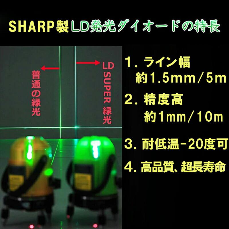 商標登録済み　メーカー1年保証SK-568本体受光器三脚セット10倍強光5ライン グリーン レーザー　自動水平高輝度 高精度水平垂直 【X1】  墨…