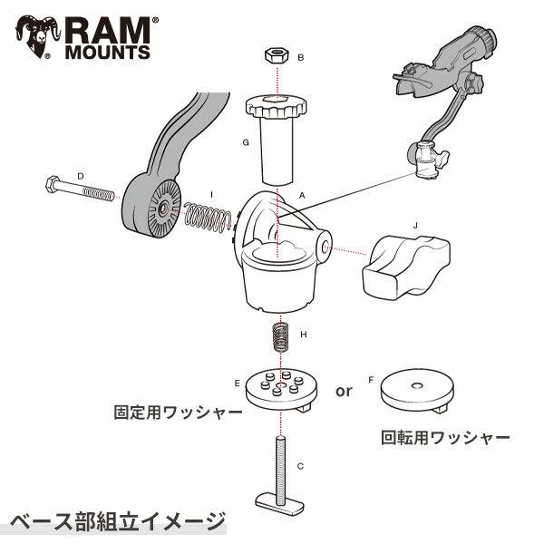 即納 RAP-433-PA-411 ロッドホルダー 船 艤装 釣竿立て 釣り竿ホルダー RAMマウント ラムマウント Tボルト付き｜kisaka-direct｜06