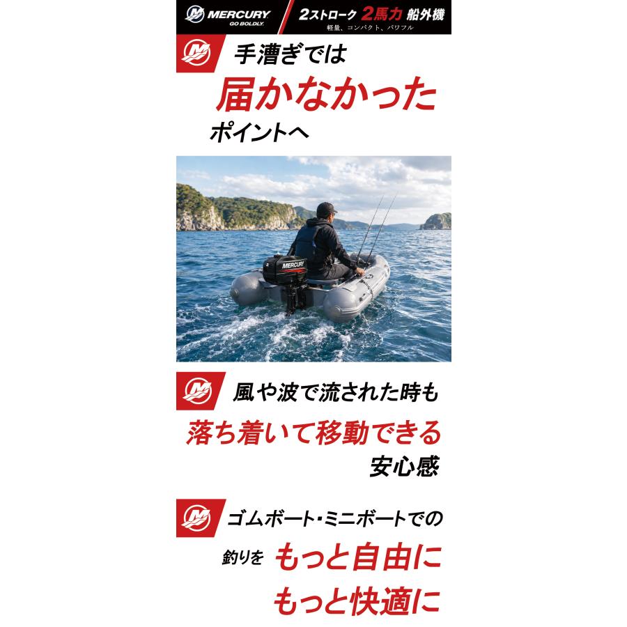 Mercury Marine 2馬力船外機 マーキュリー 2ストローク エンジン 免許
