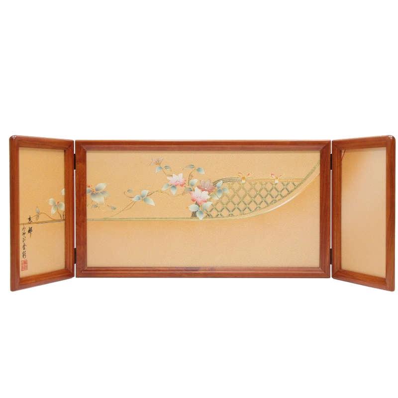 アウトレット品 雛人形屏風単品 13号三月屏風 栄華 金彩鉄線ケヤキ 21ya1403 sn214
