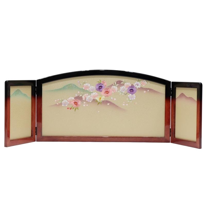 アウトレット品 雛人形三月屏風 屏風のみ 13号 刺繍枝桜 倫光 祇園 焦茶ぼかし 22a-ya-2136