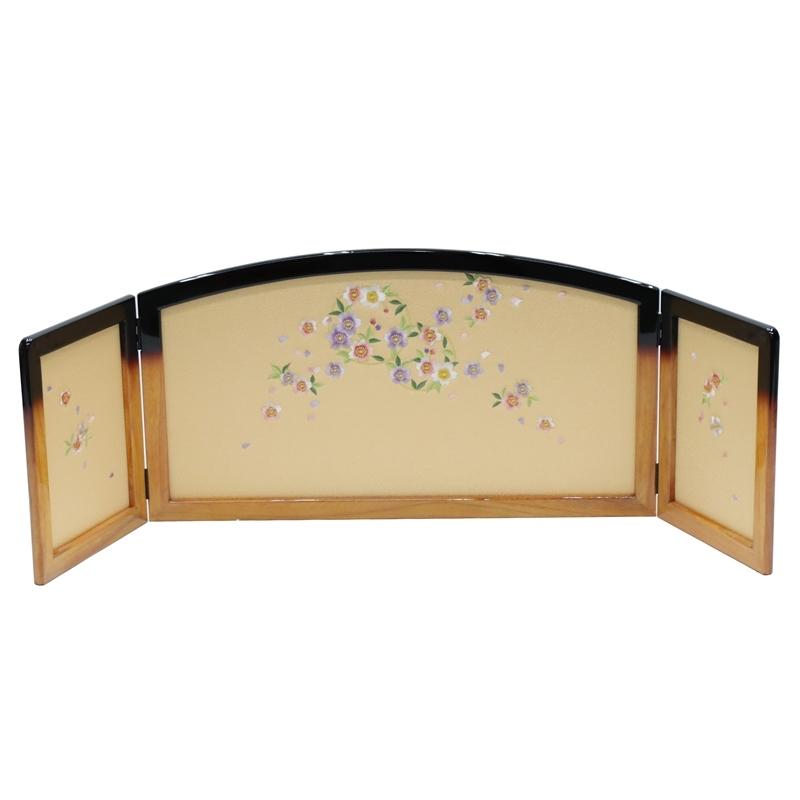 アウトレット品 雛人形三月屏風 屏風のみ 13号 刺繍花丸 倫光 祇園 王朝塗 22a-ya-2140