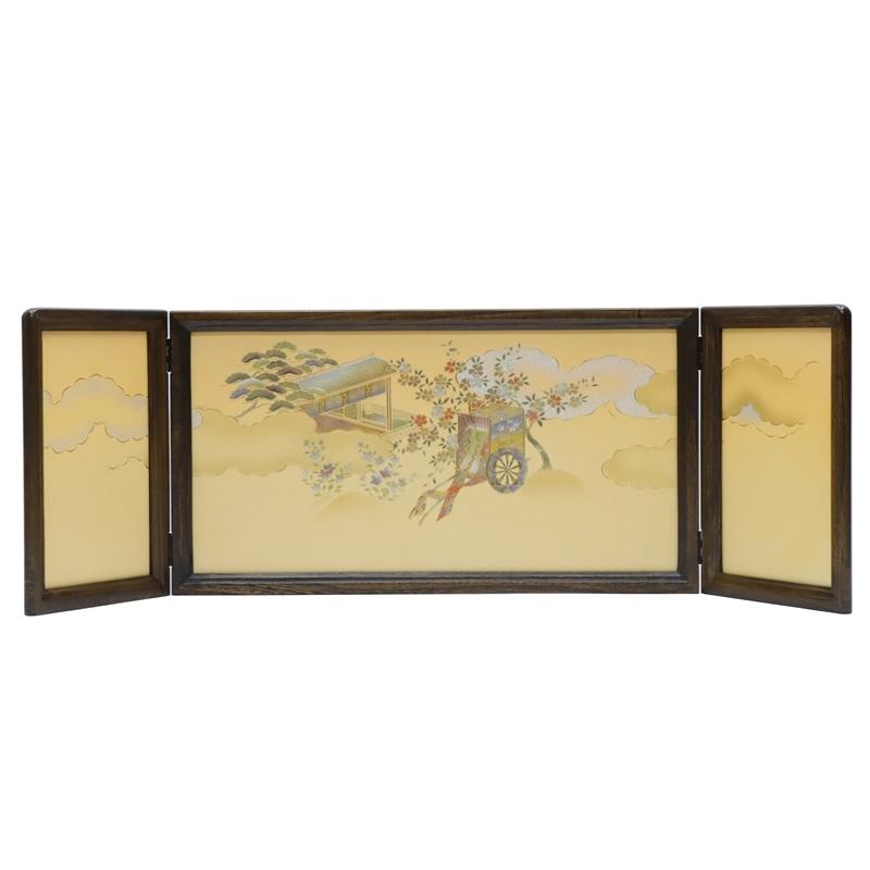 アウトレット品 雛人形三月屏風 屏風のみ 13号 金彩御所桜 桂 三曲屏風 22a-ya-2221