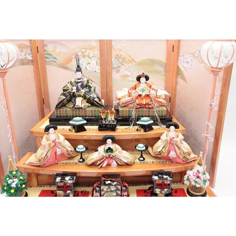 【希少】 アウトレット品 雛人形五人三段飾り 五人飾りセット パールピンク 御幸セット 落とし屏風 22a-ya-2878 【O1835941242】(65280円)