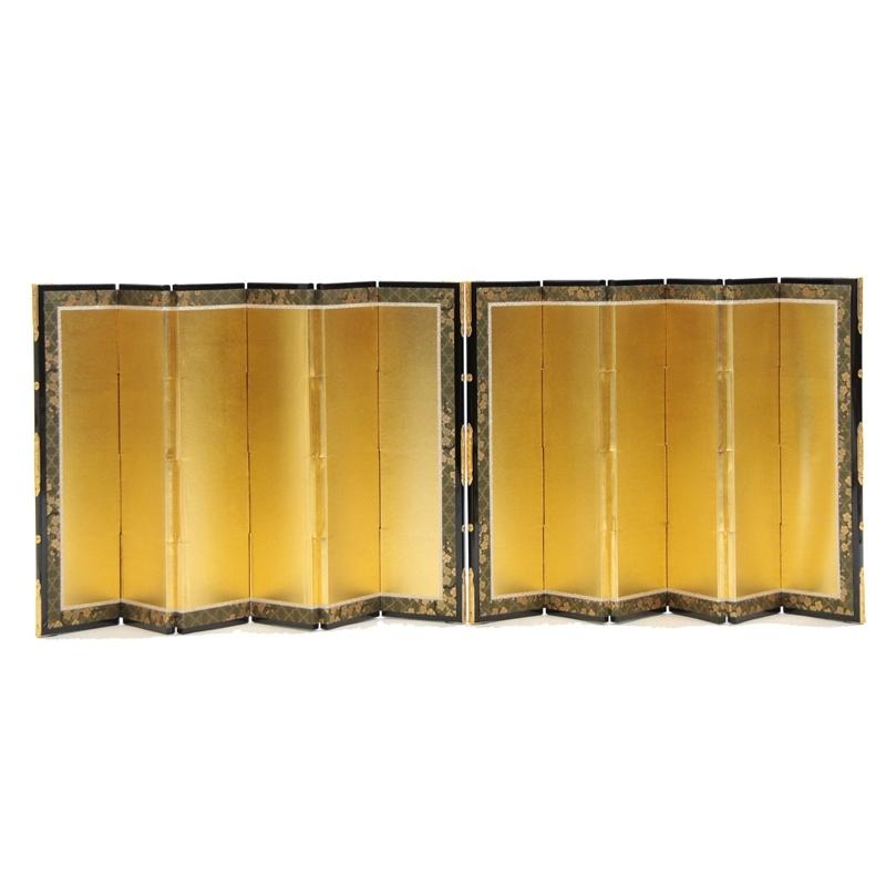 アウトレット品 雛人形三月屏風 屏風のみ 39cm 特上箔押六曲一双屏風 梅柄フチ A 22a-ya-2996