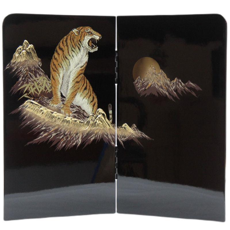 アウトレット品 五月人形五月屏風 屏風のみ 20号 黒塗屏風 虎