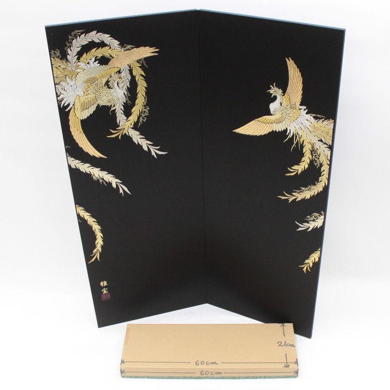 アウトレット品 五月人形五月屏風 屏風のみ 四尺 黒シルク 鳳凰 二