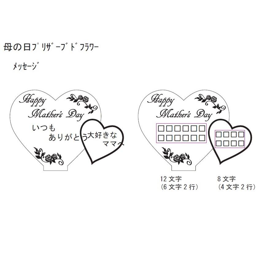 母の日 プリザーブドフラワー 赤ピンク系 小高さ9cmレーザでメッセージ入りメッセージボードアクリル製)ギフト |  | 02