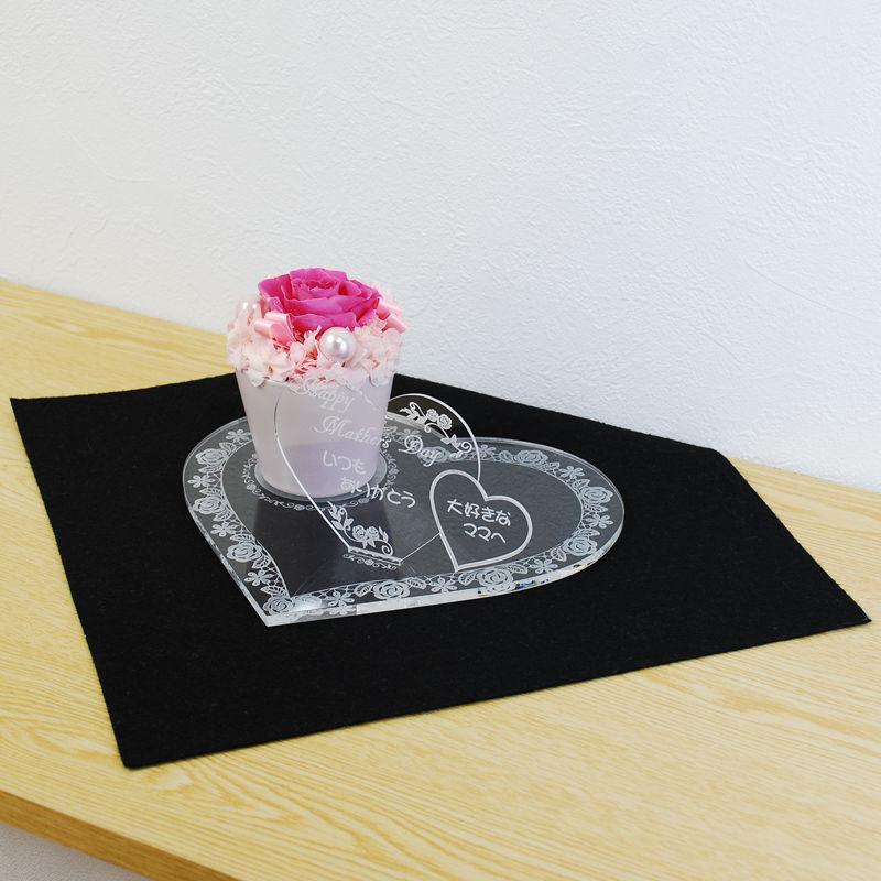 母の日 プリザーブドフラワー 赤ピンク系 小高さ9cmレーザでメッセージ入りメッセージボードアクリル製)ギフト |  | 04