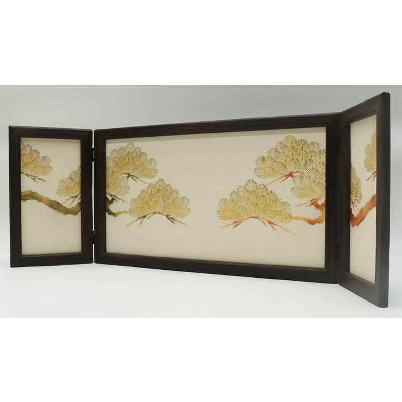 アウトレット品 屏風 屏風のみ 12号 三曲屏風 赤松黒松 焼桐 23a-ya-